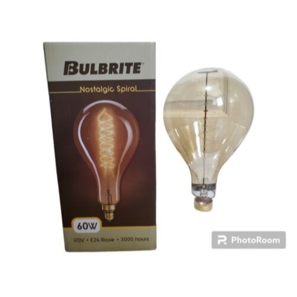 Bulbrite Nostalgic Spiral Light Bulb Oversized Teardrop 60 Watt Open Box Nice - Picture 1 of 13